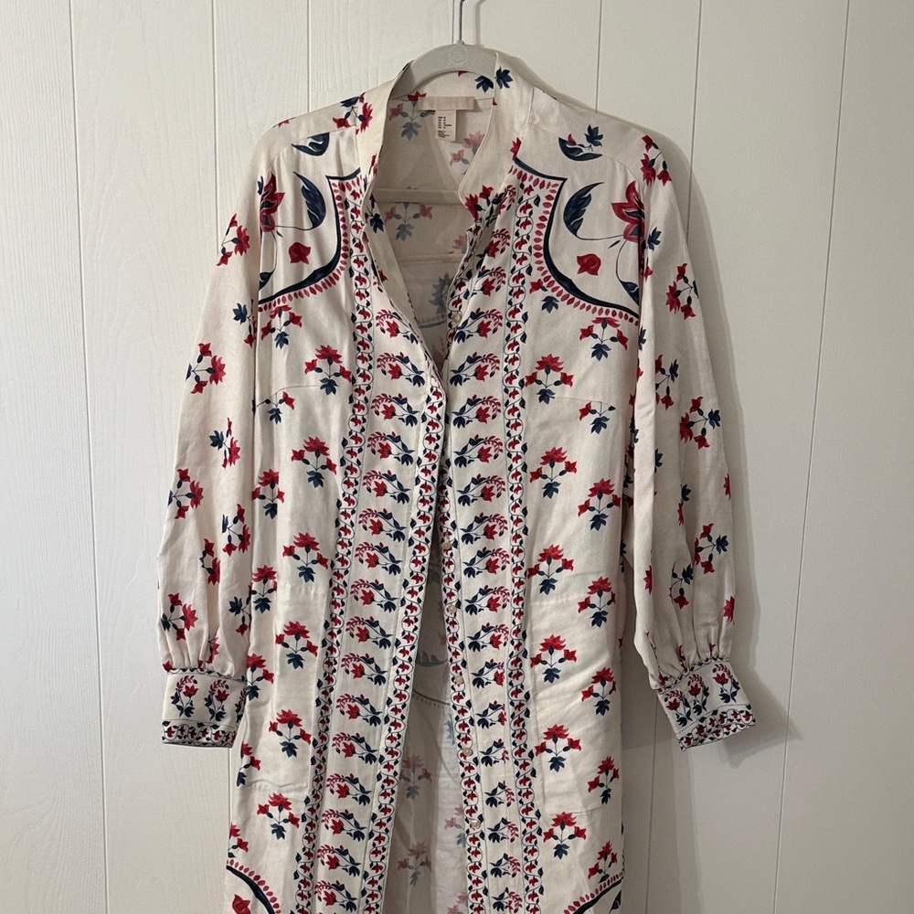 H&M Red and Blue Floral Patterned Dress